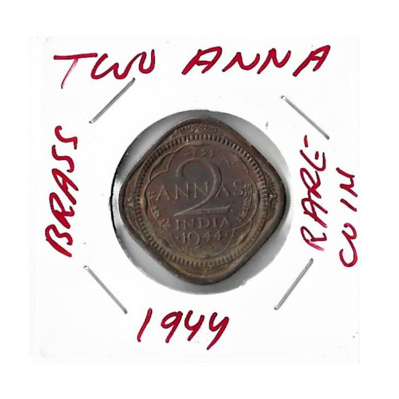RARE BRASS 2 ANNA ,YEAR-1944 IN VERY FINE CONDITION HIGHLY COLLECTIBLE COINN. GEM FOR COLLECTOR.