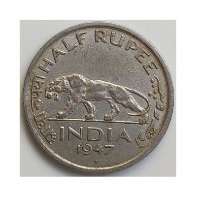 RARE COLLECTIBLE  YEAR *1947*  GEORGE VI     (HALF RUPEE)   TIGER COIN, IN IMPRESSIVE CONDITION