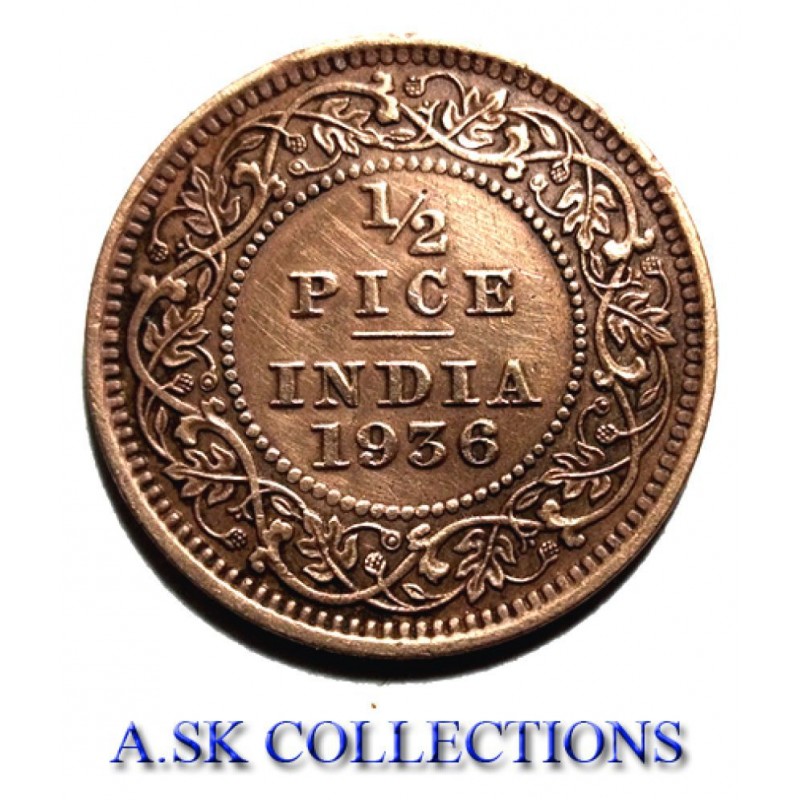 RARE HALF PICE YEAR 1936 GEORGE V KING EMPEROR FOR COLLECTION