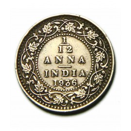 RARE OLD 1/12 ANNA YEAR 1936 GEORGE V KING EMPEROR COIN