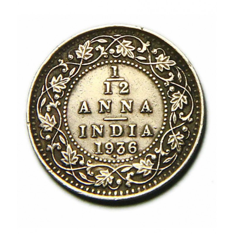 RARE OLD 1/12 ANNA YEAR 1936 GEORGE V KING EMPEROR COIN