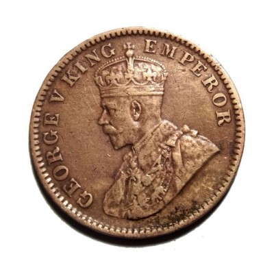 RARE ONE QUARTER ANNA YEAR 1914 GEORGE V KING EMPEROR FOR COLLECTION