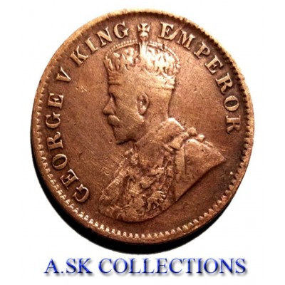 RARE ONE QUARTER ANNA YEAR 1920  GEORGE V KING EMPEROR