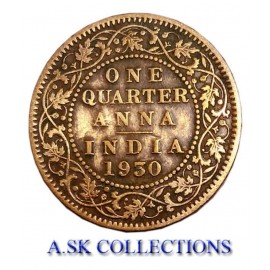 RARE ONE QUARTER ANNA YEAR 1930 GEORGE V KING EMPEROR FOR COLLECCTION