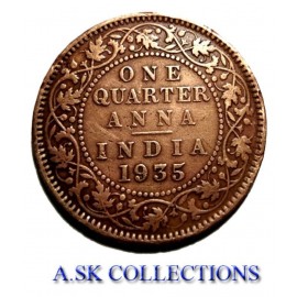 RARE ONE QUARTER ANNA YEAR 1935 GEORGE V KING EMPEROR FOR COLECTION