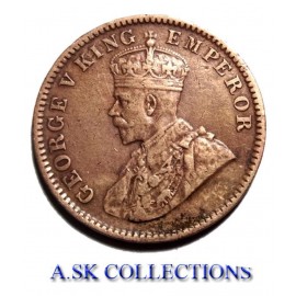 RARE ONE QUARTER ANNA YEAR 1936 GEORGE V KING EMPEROR