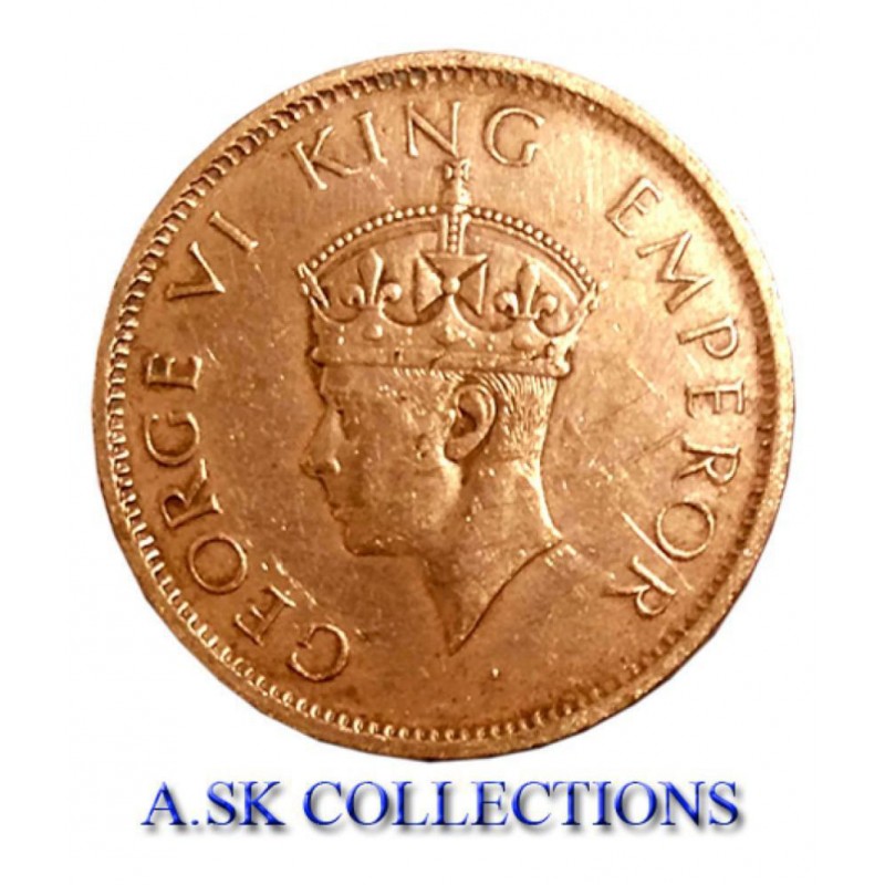 RARE ONE QUARTER ANNA YEAR 1941 GEORGE VI KING EMPEROR FOR COLLECTION