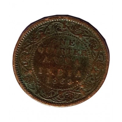 RARE VICTORIYA QUEEN ONE QUARTER ANNA YEAR 1962 ANTIQUE VINTAGE COIN