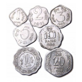 REPUBLIC INDIA 1,2,3,5,10,20 ALUMINIUM COLLECTIBLE COINS SET OF 7 COINS