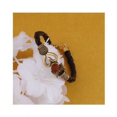 RK Rudraksha brown leather bracelet for Child