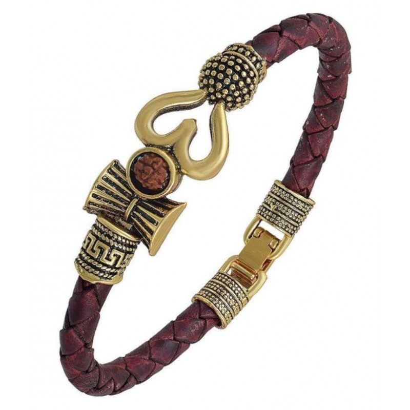 RK Rudraksha brown leather bracelet for Child