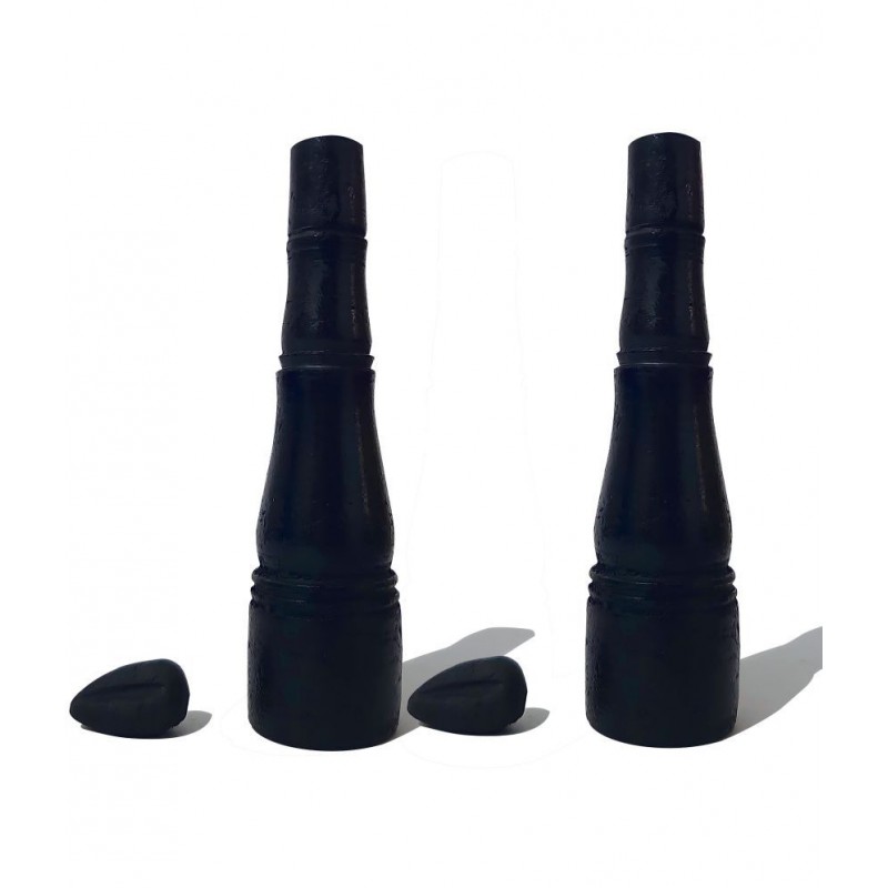 RKD ENTERPRISES Black 8 cm Clay Chillum - Pack of 2