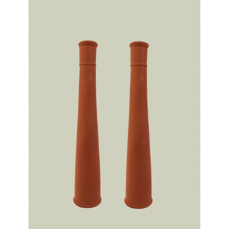 RKD ENTERPRISES Brown 10 cm Clay Chillum - Pack of 2