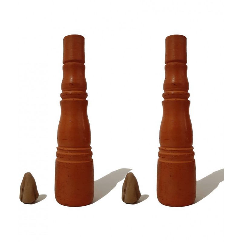 RKD ENTERPRISES Brown 8 cm Clay Chillum - Pack of 2