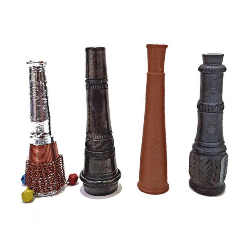 RKD ENTERPRISES Multicolour 9 cm Clay Chillum - Pack of 4