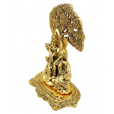 RMCG Traders || Radha Krishna Idol Sitting Under Tree Murti || Golden Plating White Metal Lord Radha Krishna Under Tree