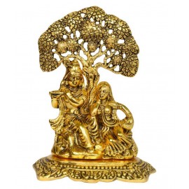 RMCG Traders || Radha Krishna Idol Sitting Under Tree Murti || Golden Plating White Metal Lord Radha Krishna Under Tree