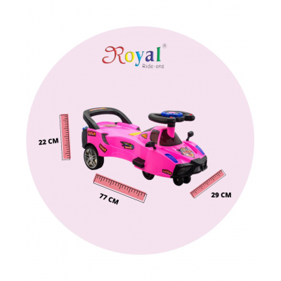 ROYAL RIDEONS Formula Swing Magic Car Ride On for Kids with Surprise Gift (Pink)