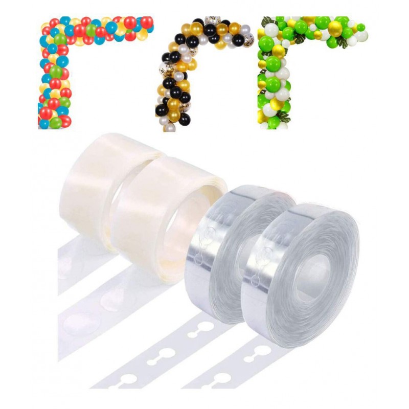 RTB Enterprises 2 Balloon Arch Tape with 2 Glue Dots Roll, 200 Glue Dots Roll, 32 Feet Balloon Garland for Balloon Arch Birthday Party Decoration, Celebration - Pack of 4 Units