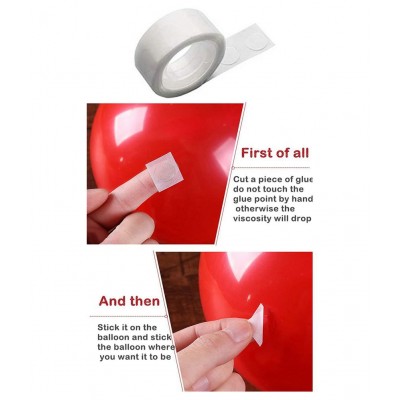 RTB Enterprises Balloon Arch Tape with Glue Dots Roll, 100 Glue Dots Roll, 16 Feet Balloon Garland for Balloon Arch Birthday Party Decoration, Celebration - Pack of 2 Units