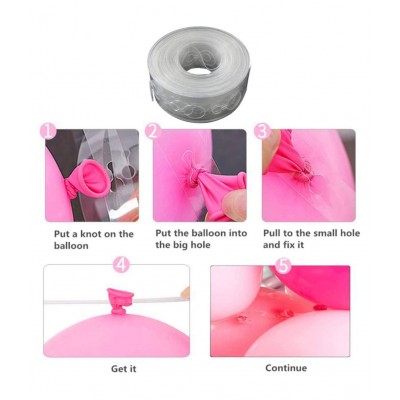 RTB Enterprises Balloon Arch Tape with Glue Dots Roll, 100 Glue Dots Roll, 16 Feet Balloon Garland for Balloon Arch Birthday Party Decoration, Celebration - Pack of 2 Units