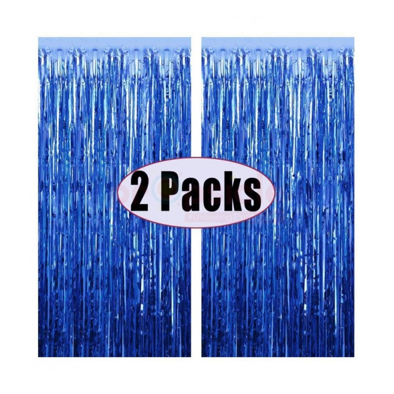 RTB Enterprises Blue Foil Curtain Pack of 2 for Birthday Decoration, Baby Shower to be Decoration or Birthday Parties - Pack of 2 Pcs