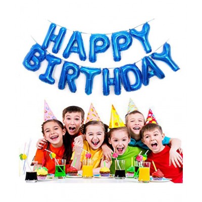 RTB Enterprises Happy Birthday Glossy Blue foil Balloon for Birthday Parties, Decoration and Celebration (Pack of 13 Balloons)