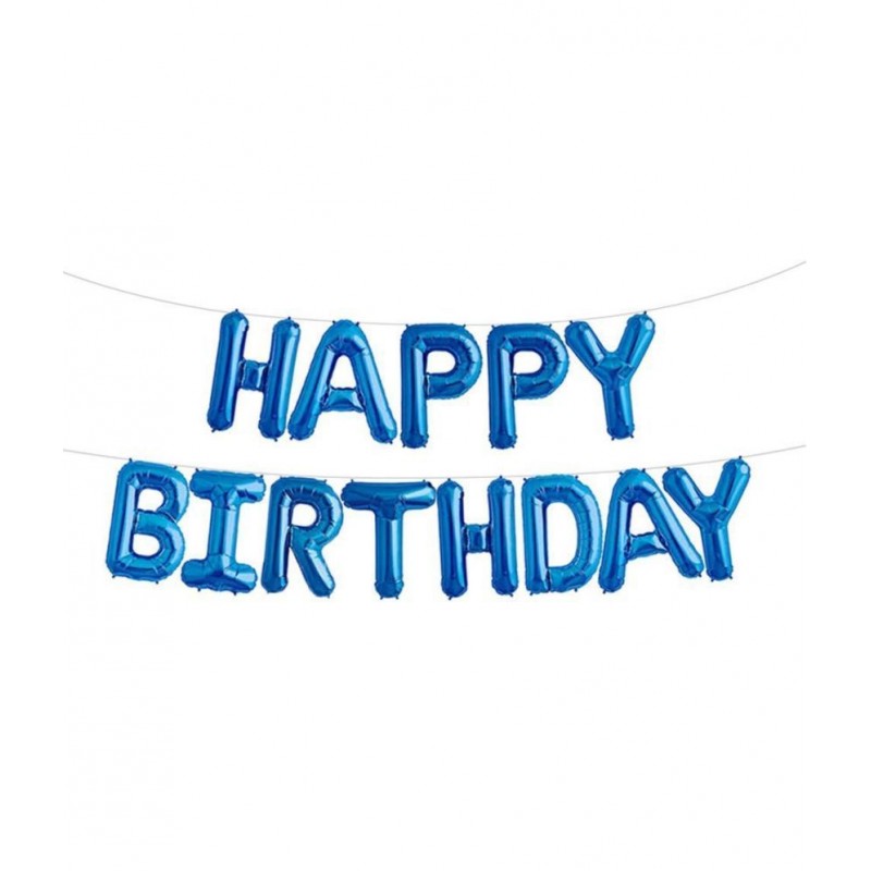 RTB Enterprises Happy Birthday Glossy Blue foil Balloon for Birthday Parties, Decoration and Celebration (Pack of 13 Balloons)