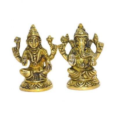 RUDRA DIVINE Laxmi Ganesh Brass Idol