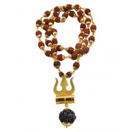 RUDRA ZONE SHIVA TRISUL DAMRU RED RUDRAKSHA MALA