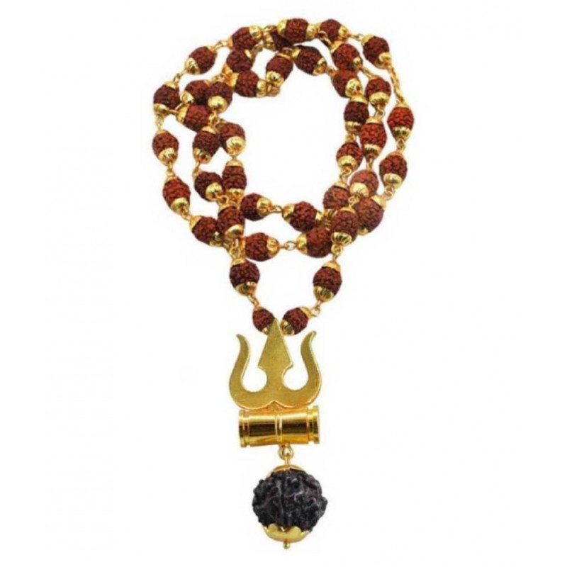 RUDRA ZONE SHIVA TRISUL DAMRU RED RUDRAKSHA MALA