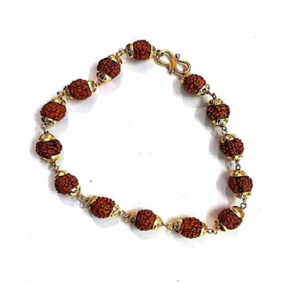 RUDRAKSHA WITH GOLDEN CAPS BRACELET