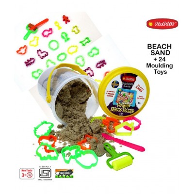 Rabbit  Beach Sand Bucket (500g) + 24 Molding Toys| Sand for kids|Kids Playing sand| Kinetic sand with 24 Moulds| Sand Clay With Shapes|Safe and Non- Toxic|Increases Creativity| Recommanded Age 3+