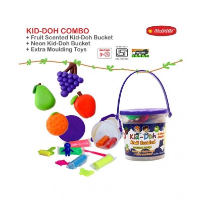 Rabbit kid-doh Fruit scented + kid doh Neon+24 Toys set|24 Moulds| Modelling Dough|Activity Set |Play Doh For Kids|Dough Set|dough clay | Multicolor |6 Vibrant shades|Roller and Cutter Ideal for 3+