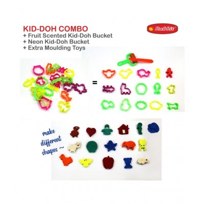 Rabbit kid-doh Fruit scented + kid doh Neon+24 Toys set|24 Moulds| Modelling Dough|Activity Set |Play Doh For Kids|Dough Set|dough clay | Multicolor |6 Vibrant shades|Roller and Cutter Ideal for 3+