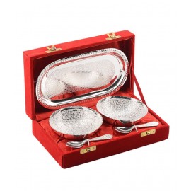 Rangsthali Elegant Silver Plated Brass Bowl Set (5 Pcs)
