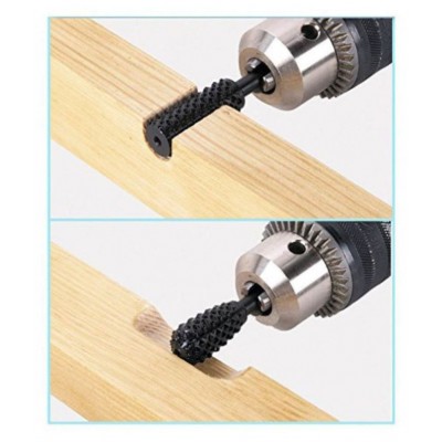 Rangwell Drill Bits Set Wood Carving File Rasp Drill Bit of 5 Pcs1/4" 6mm Shank Tool Power Tools Woodworking Chisel Shaped Rotating Embossed Grinding Head