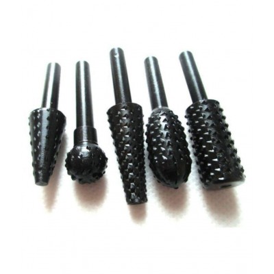 Rangwell Drill Bits Set Wood Carving File Rasp Drill Bit of 5 Pcs1/4" 6mm Shank Tool Power Tools Woodworking Chisel Shaped Rotating Embossed Grinding Head