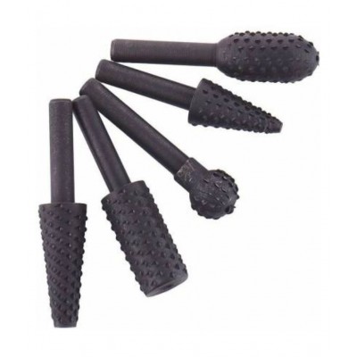 Rangwell Drill Bits Set Wood Carving File Rasp Drill Bit of 5 Pcs1/4" 6mm Shank Tool Power Tools Woodworking Chisel Shaped Rotating Embossed Grinding Head