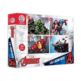 Ratna's 4 in 1 Marvel Avengers Solo Characters (Hulk, Iron Man, Thor, Captain America) Jigsaw Puzzle 140 Pieces for Kids. 4 Jigsaw Puzzles 35 Pieces Each. Made in India