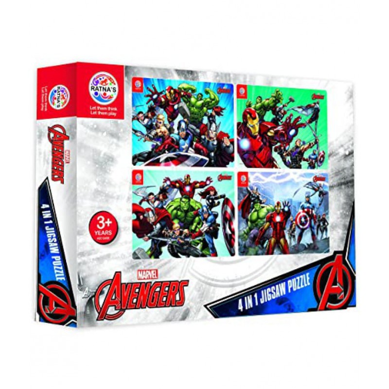 Ratna's 4 in 1 Marvel Avengers Team Jigsaw Puzzle 140 Pieces for Kids. 4 Jigsaw Puzzles 35 Pieces Each. Made in India Ratna's 4 in 1 Marvel Avengers Team Jigsaw Puzzle 140 Pieces for Kids. 4 Jigsaw Puzzles 35 Pieces Each. Made in India