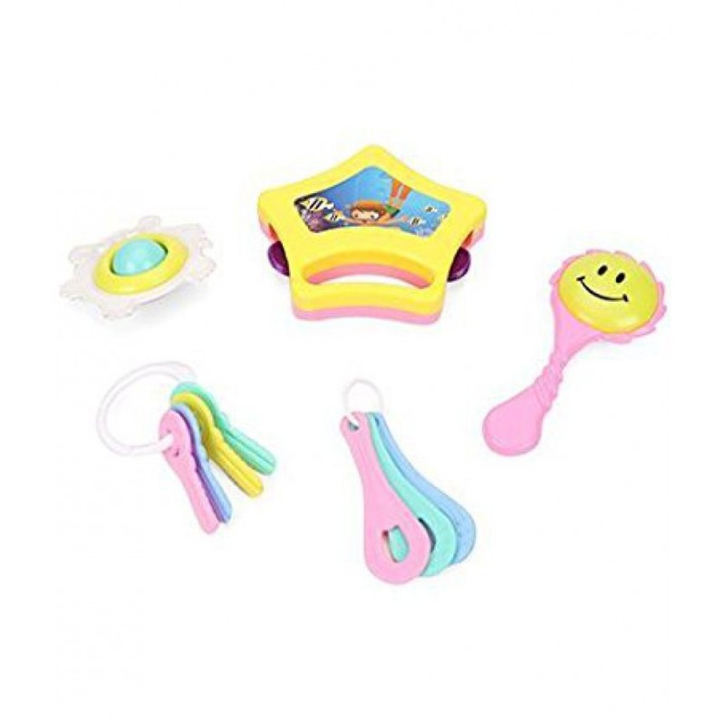 Ratna's Little Doll Rattle Set 5 pcs for Infants. Sweet Musical Sounds from rattles Makes Baby Happy.