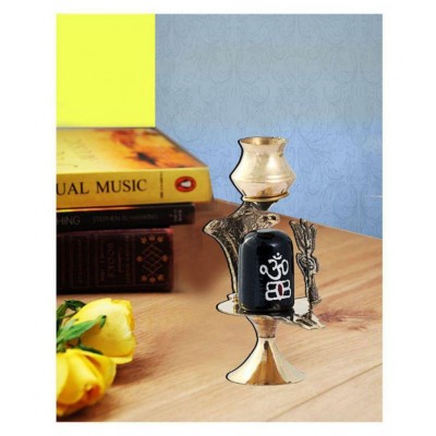 Ratnatraya Energized Brass Shiva Lingam Abhishek Patra with Trishul and Nag For Pooja Room | Shivling Showpiece