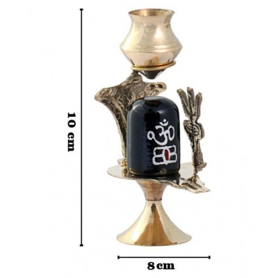 Ratnatraya Energized Brass Shiva Lingam Abhishek Patra with Trishul and Nag For Pooja Room | Shivling Showpiece