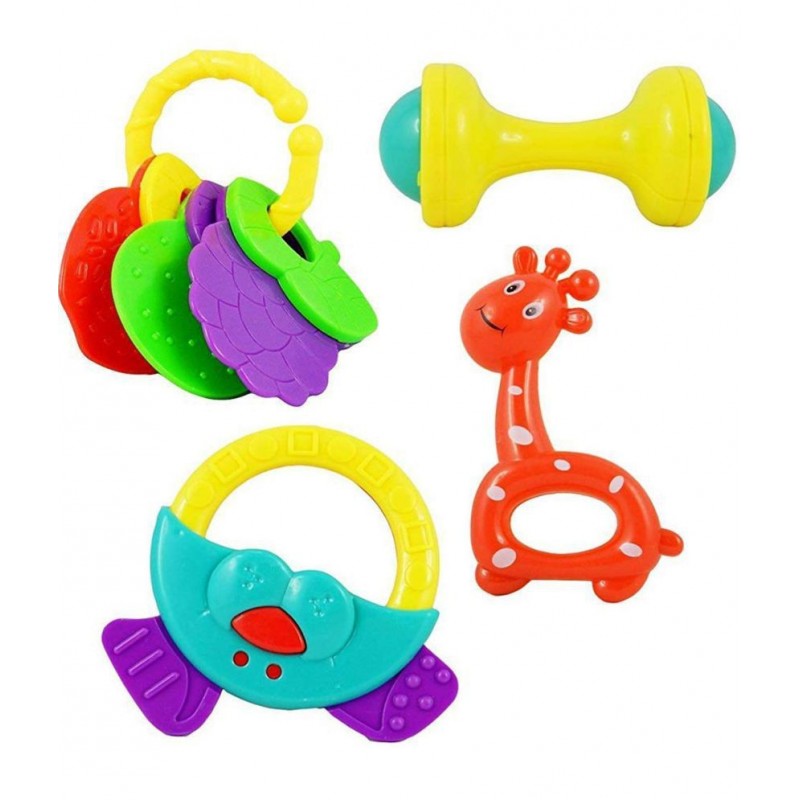 Rattle Toys for Kids, Set of 4 Pcs - Colourful Lovely Attractive Rattles and Teether for Babies, Toddlers, Infants & Children Rattles Rattle Toys for Infants