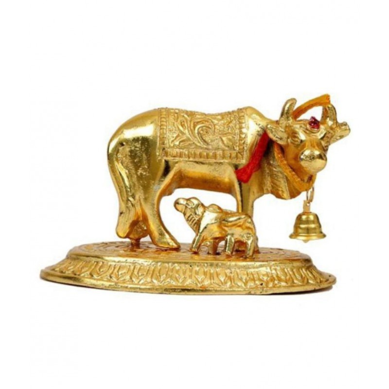 RivuTrendz Kamdhenu Cow Brass Idol