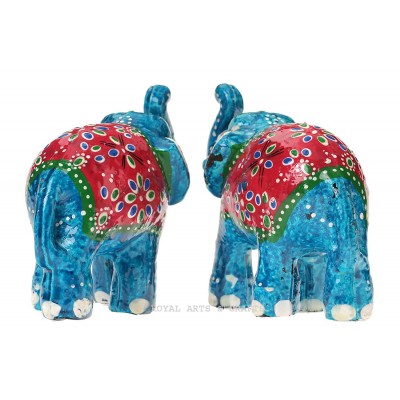 Royal Arts And Crafts Multicolour Paper Mache Decorative Elephant - Pack of 2