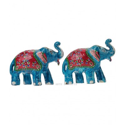 Royal Arts And Crafts Multicolour Paper Mache Decorative Elephant - Pack of 2