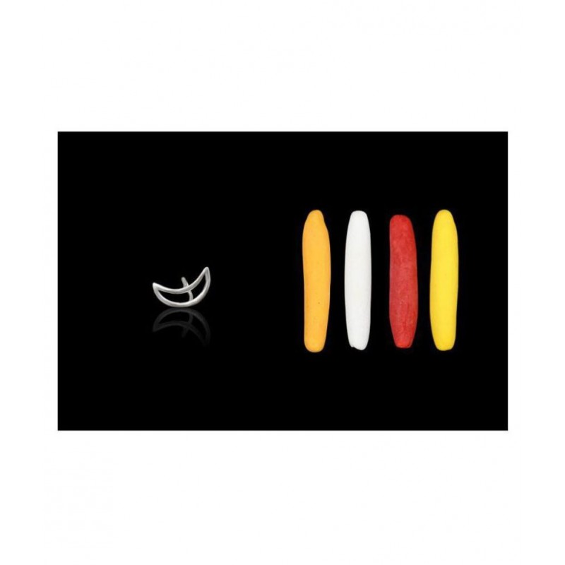 Rudra Centre 4 pcs of Tilak sticks with Silver Tilak stamp - Moon design (Silver - 0.60 gms)