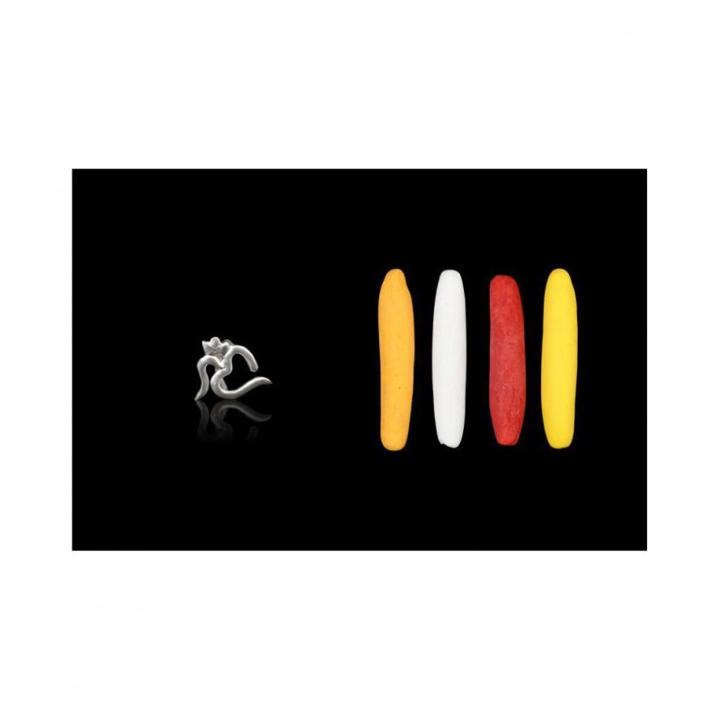 Rudra Centre 4 pcs of Tilak sticks with Silver Tilak stamp - OM design (Silver - 0.90 gms)